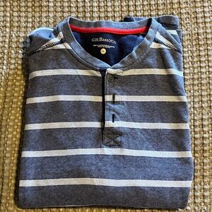 G.H. Bass & Co. Navy and White Striped Henley